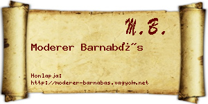 Moderer Barnabás névjegykártya